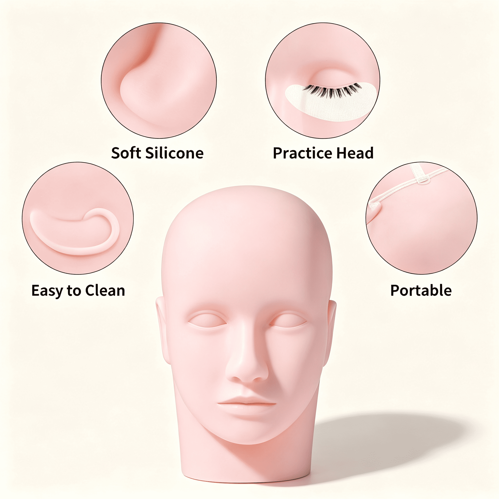 ICERUN Pro Training Mannequin Flat Head Practice Make Up Eye Lashes Ey