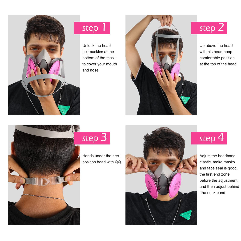 WAKYFLX Respirator Mask with, Reusable Gas Mask for Spray Paint Chemic