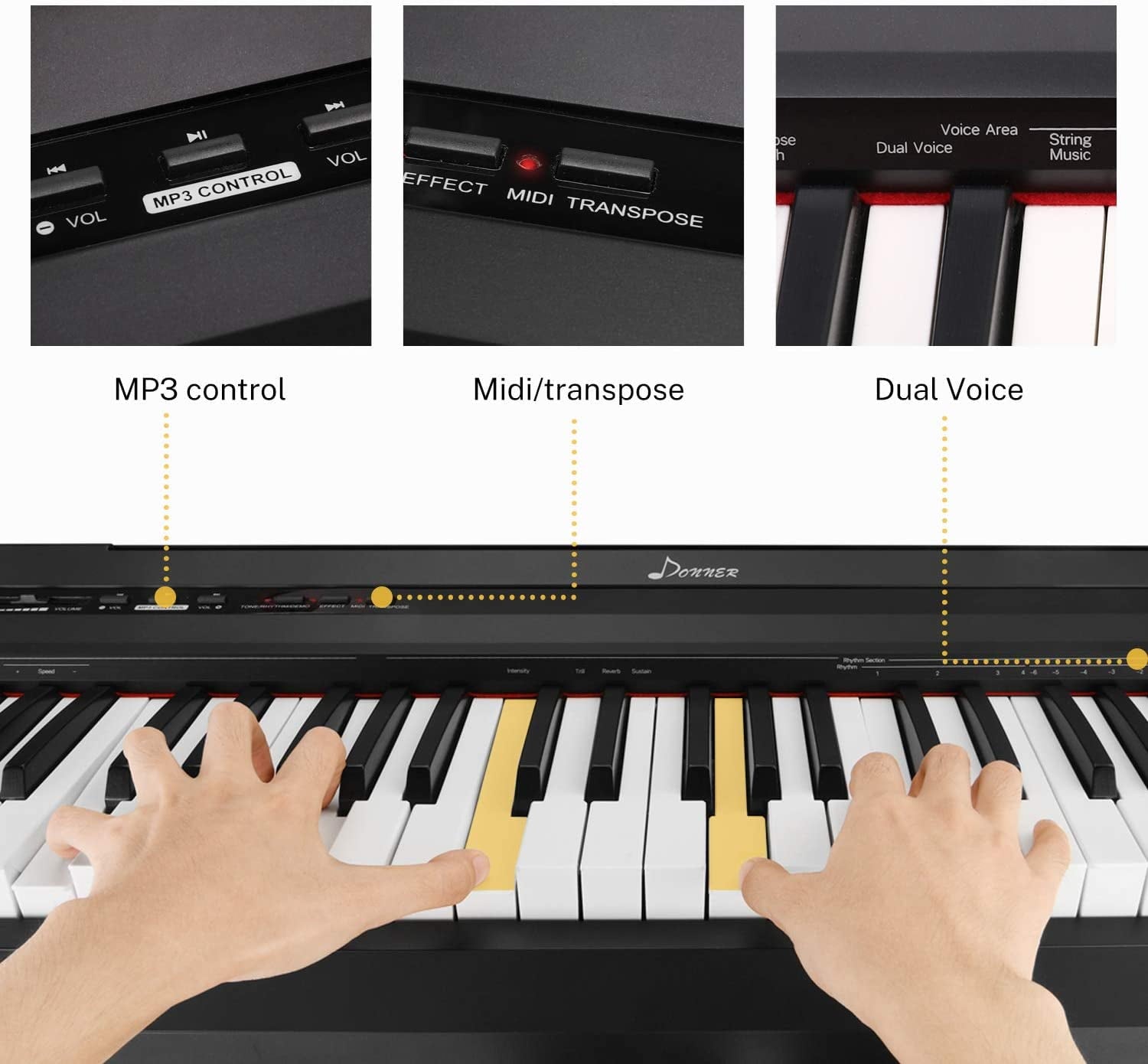 Donner DEP-10 Digital Piano 88 Key Weighted, Full-Size Electric Piano