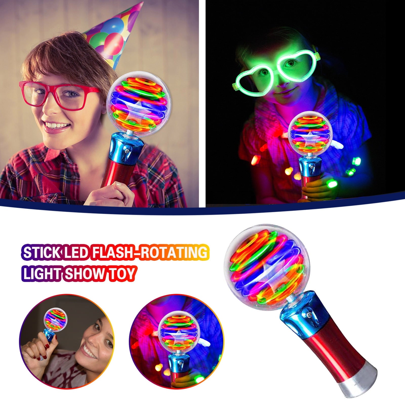 Elainilye Light Up Wand for Kids, Rotating LED Toy Wand for Boys and G