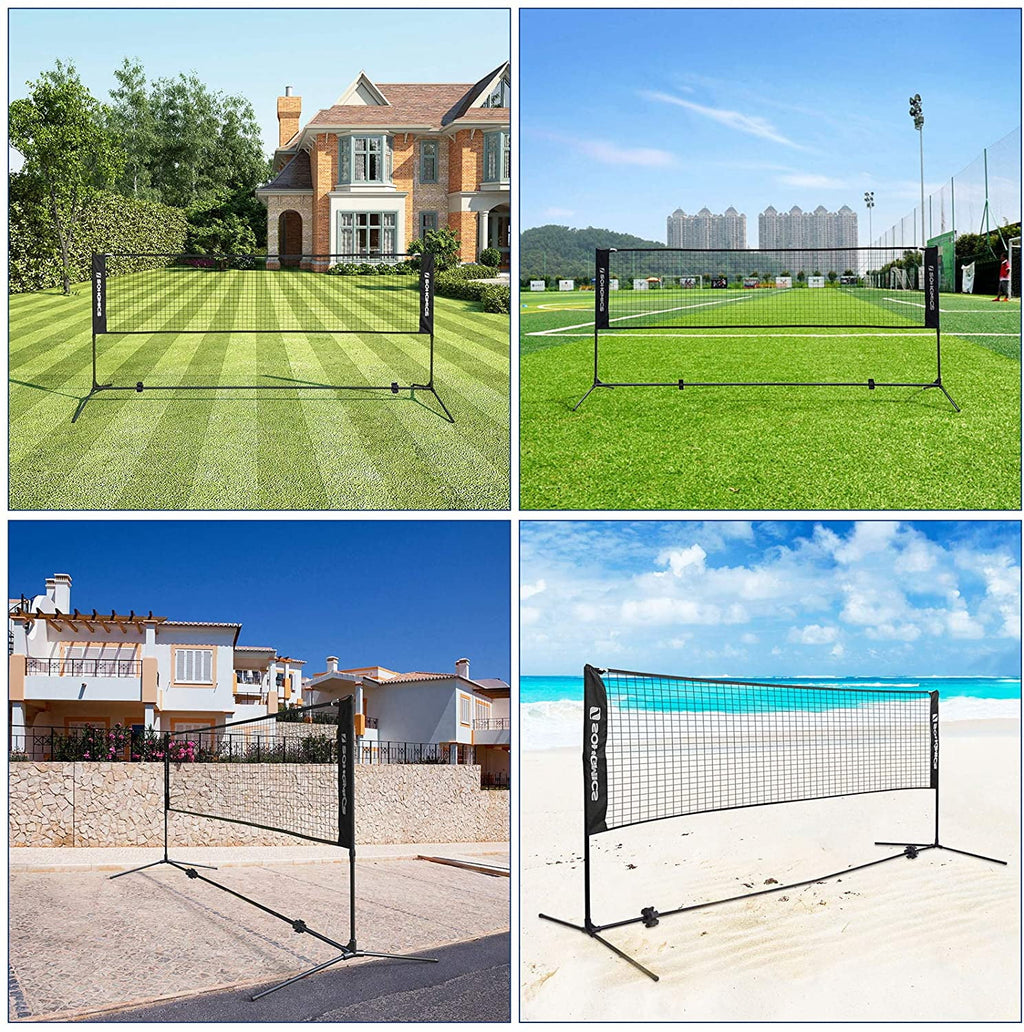 SONGMICS Badminton Net Set Portable Sports Set for Badminton Tennis Ki