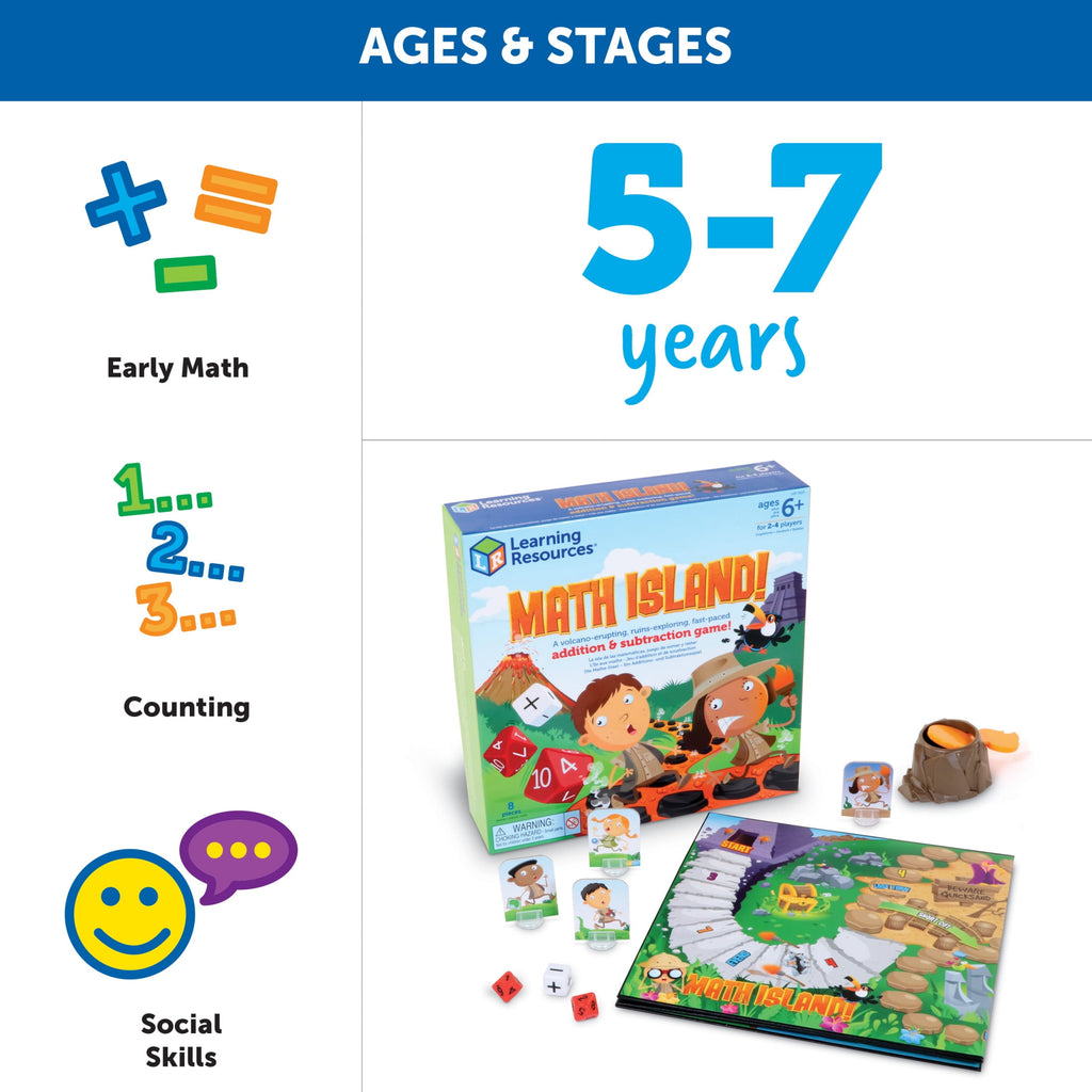 Learning Resources Math Island Addition & Subtraction Game , Board Gam