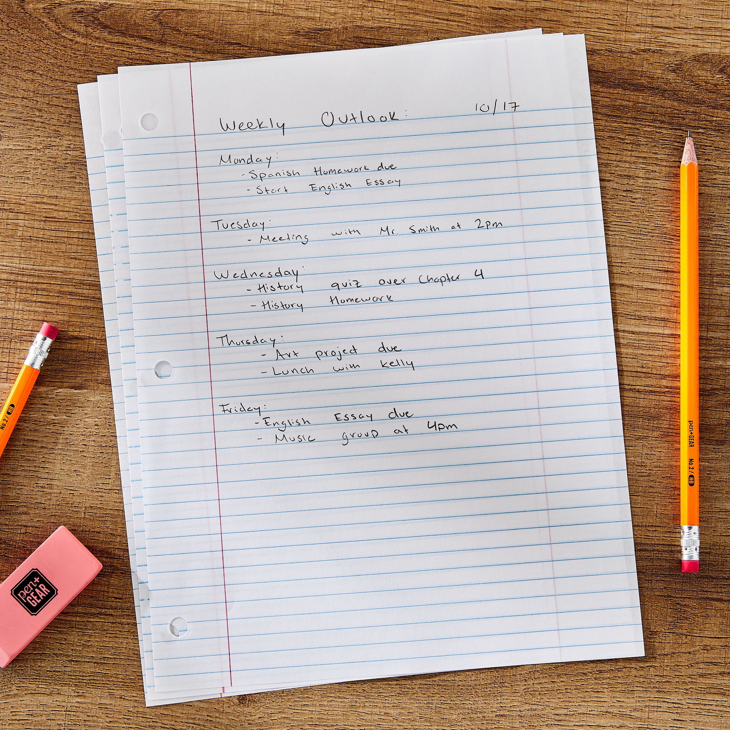 Pen+Gear College Ruled Filler Paper, 10.5" x 8", 150 Sheets (59156)