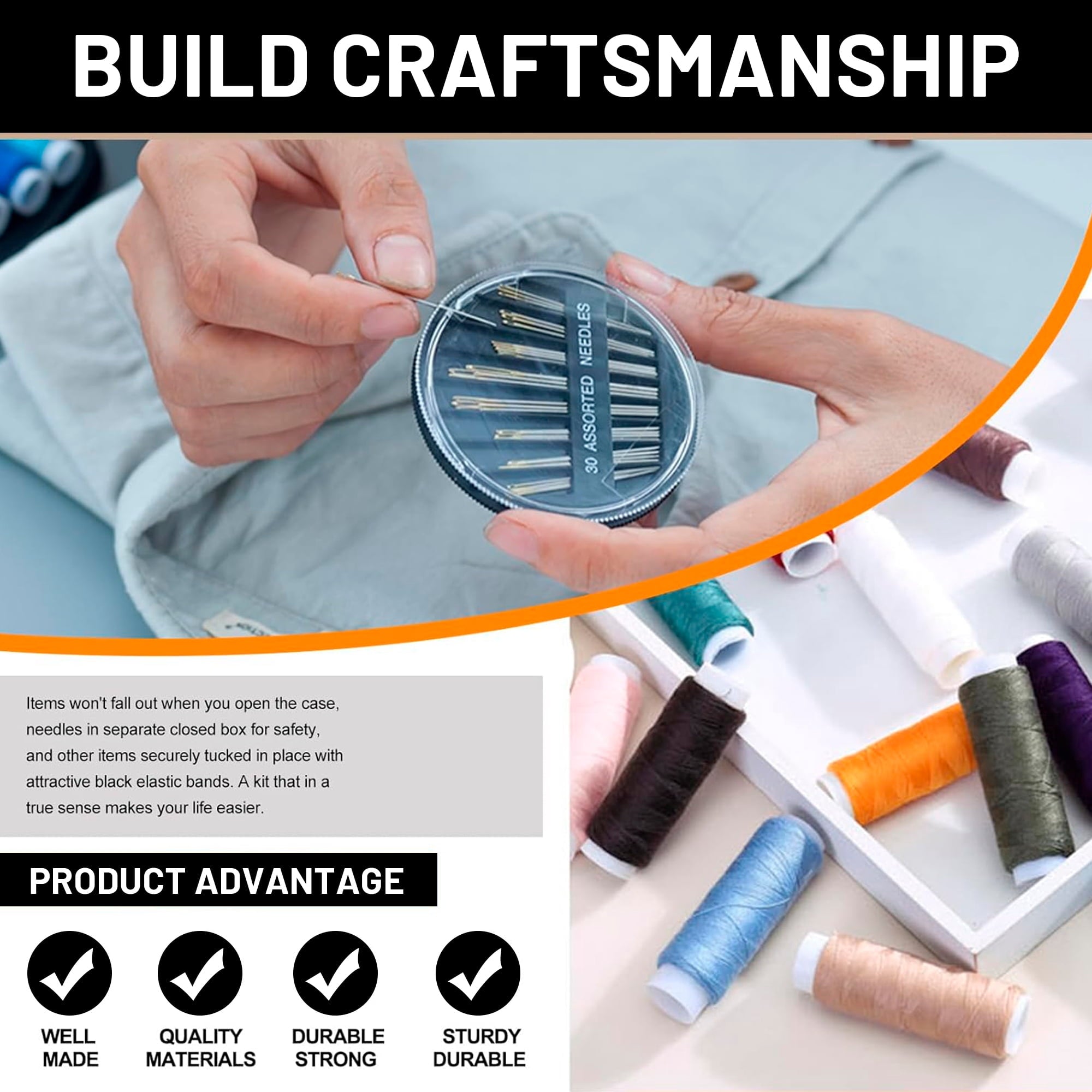 Charcrocsm Sewing Kit, Sewing Supplies with Thread, Needles, Scissors,