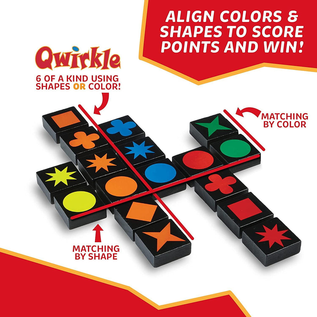 MindWare Qwirkle Strategy Board Game, 108 Durable Wooden Tiles with Ca