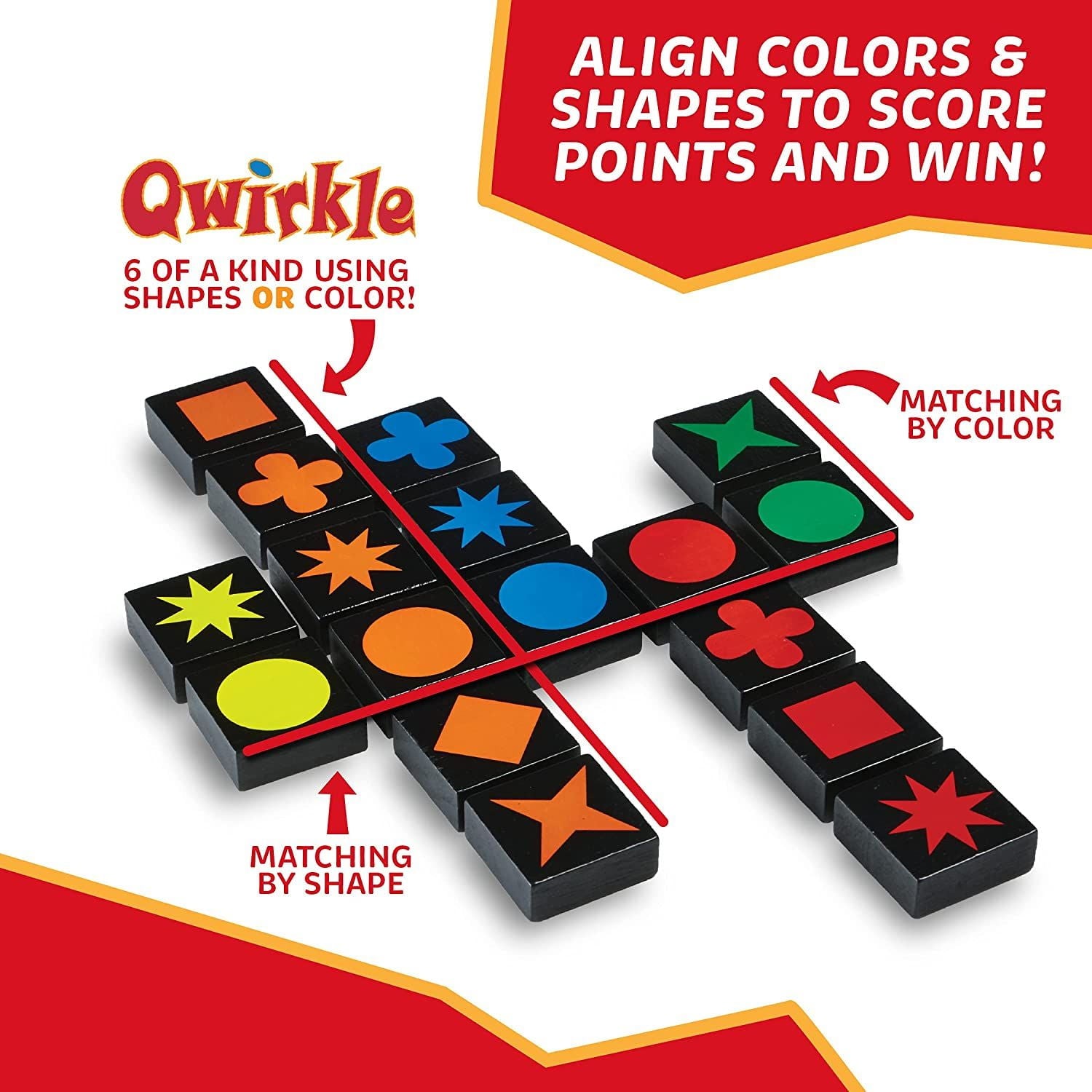 MindWare Qwirkle Strategy Board Game, 108 Durable Wooden Tiles with Ca