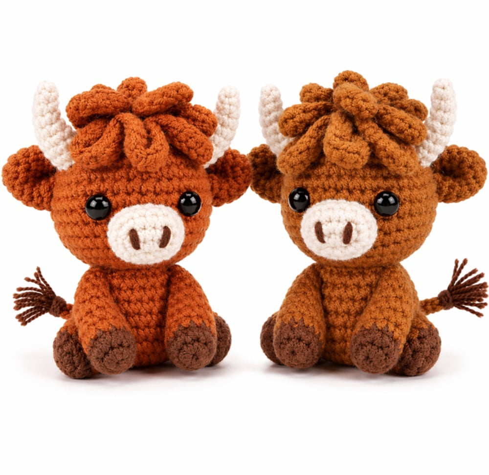 2 Pack Highland Cow Crochet Kit for Beginners, Cow Amigurumi Starter S
