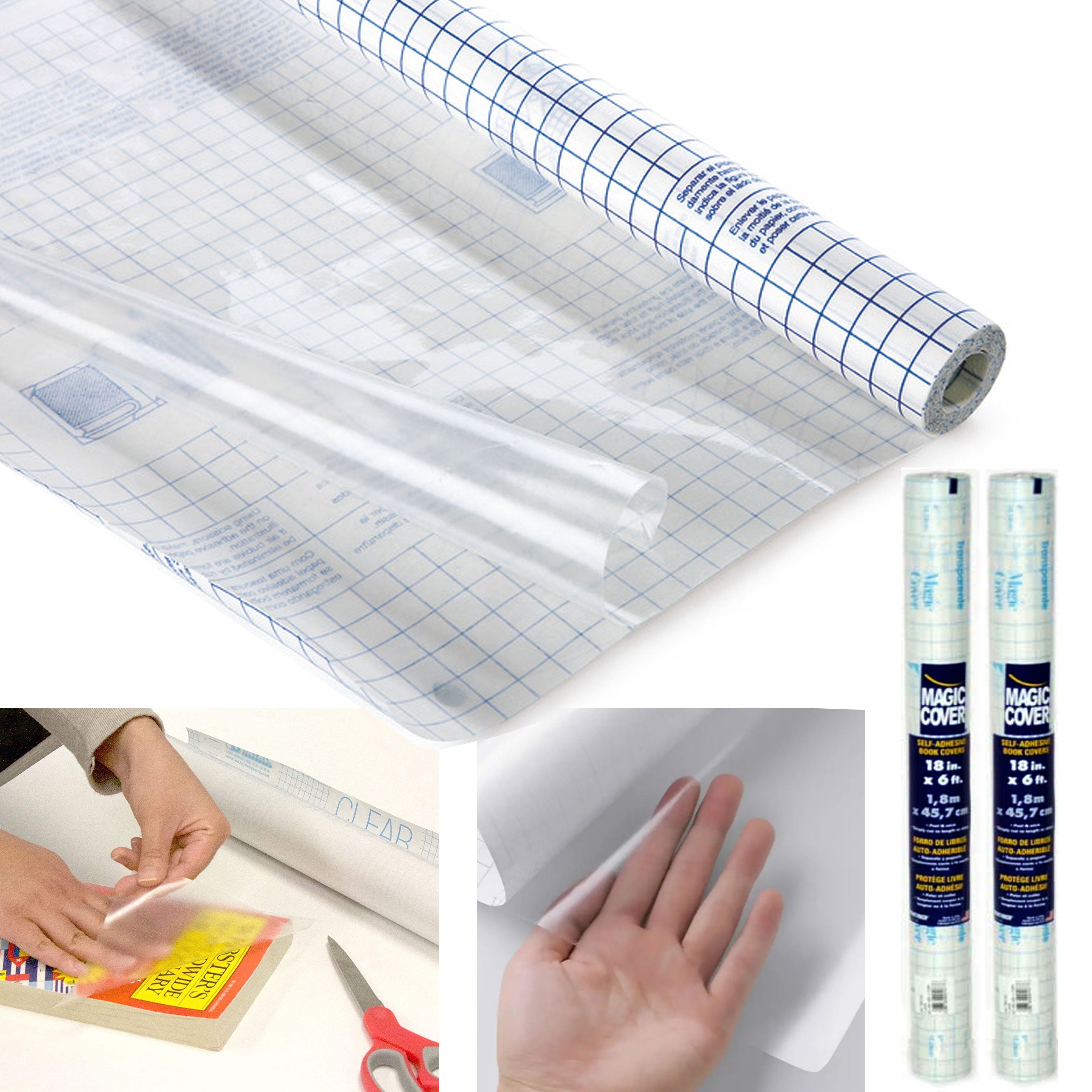 2 Rolls Transparent Covering Self Adhesive Clear Peel Stick Film Cover
