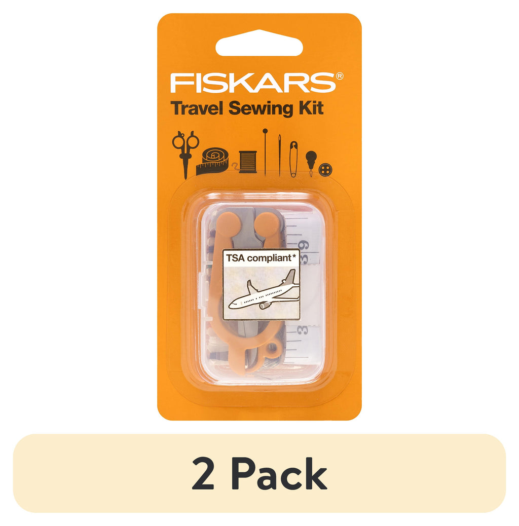 Fiskars Travel Sewing Kit with Orange TSA-Compliant Folding Scissors,