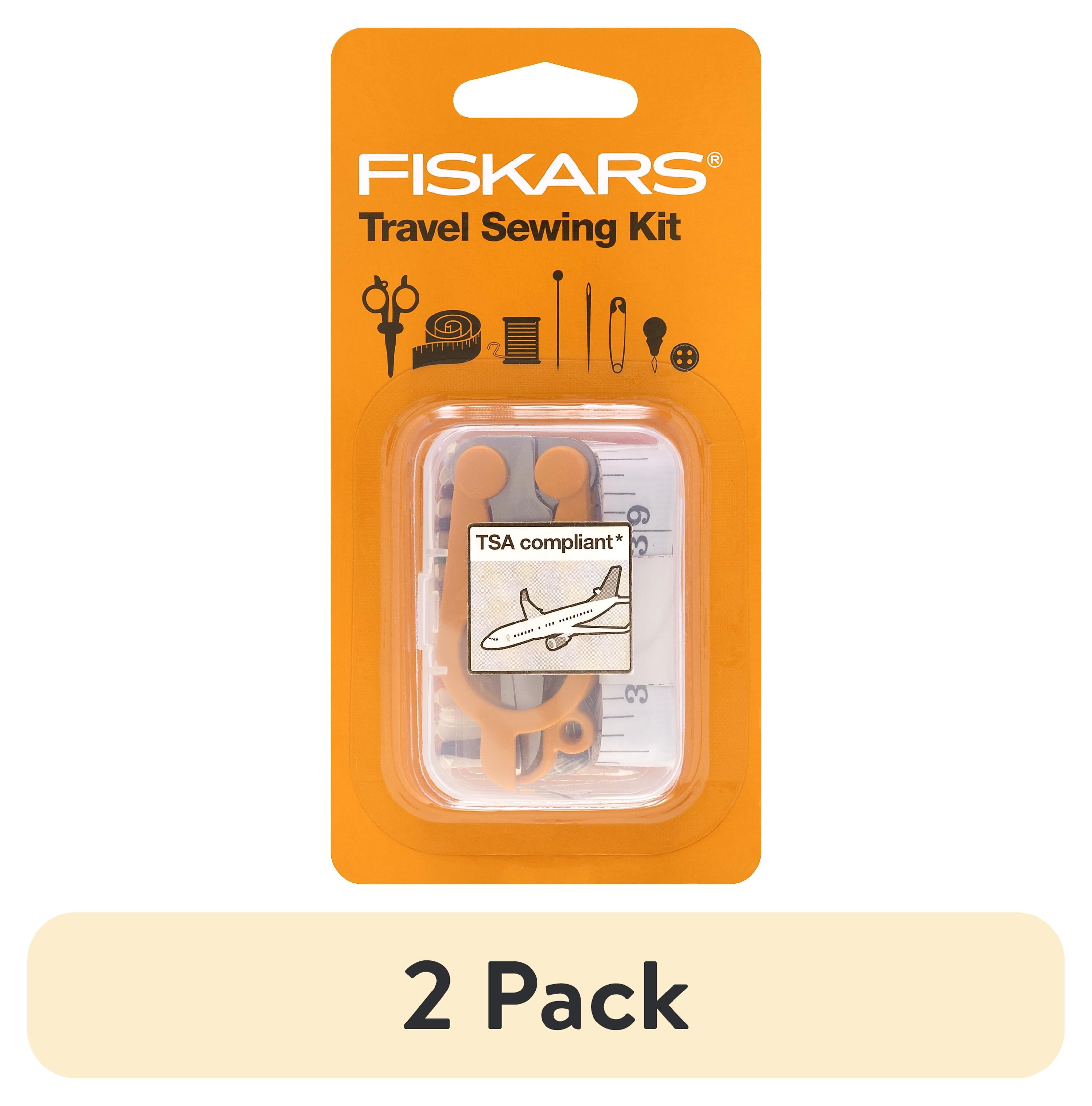 Fiskars Travel Sewing Kit with Orange TSA-Compliant Folding Scissors,