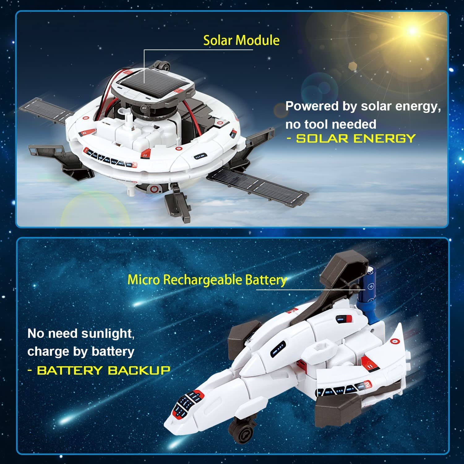 RNKR 6-in-1 Solar Robot STEM Kit for Kids, DIY Space Building Science