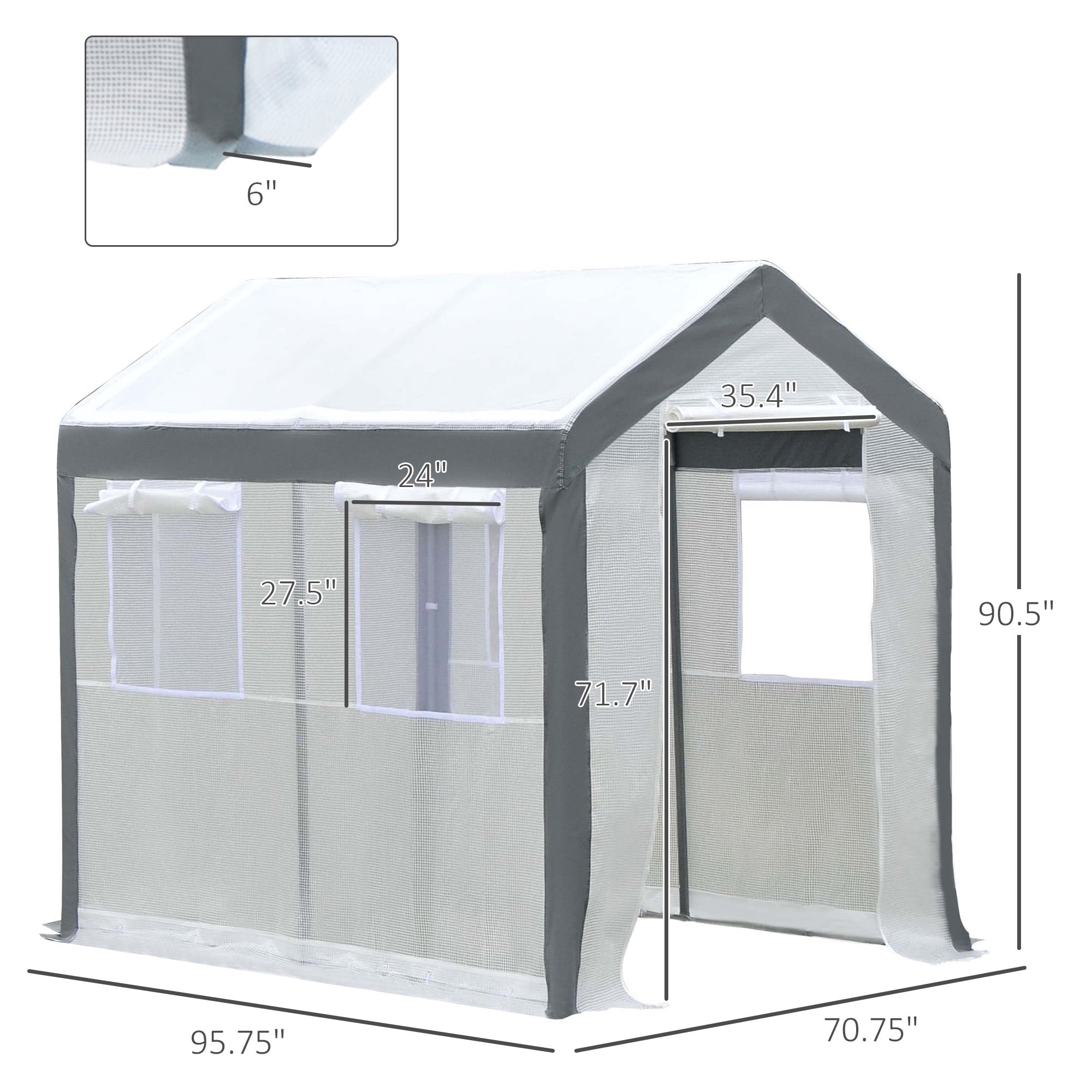 8' x 6' x 7.4' Steeple Walk-In Greenhouse Tunnel Portable Plant Garden