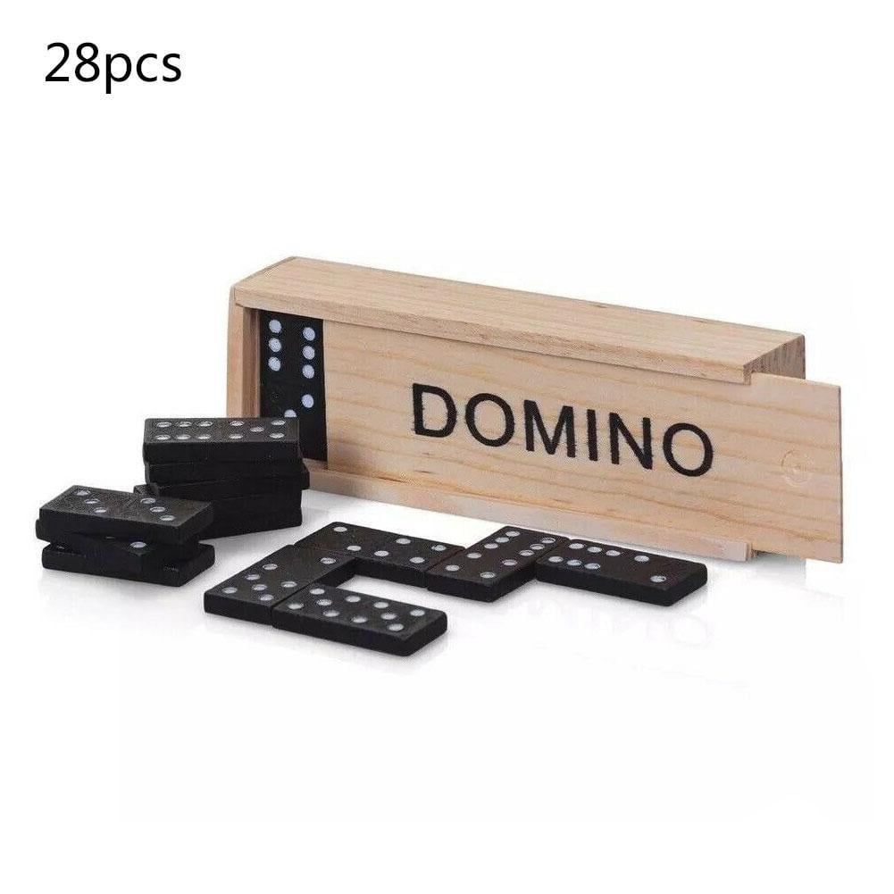 Wooden Boxed Black Dominoes Wooden Board Game Teaching Aids