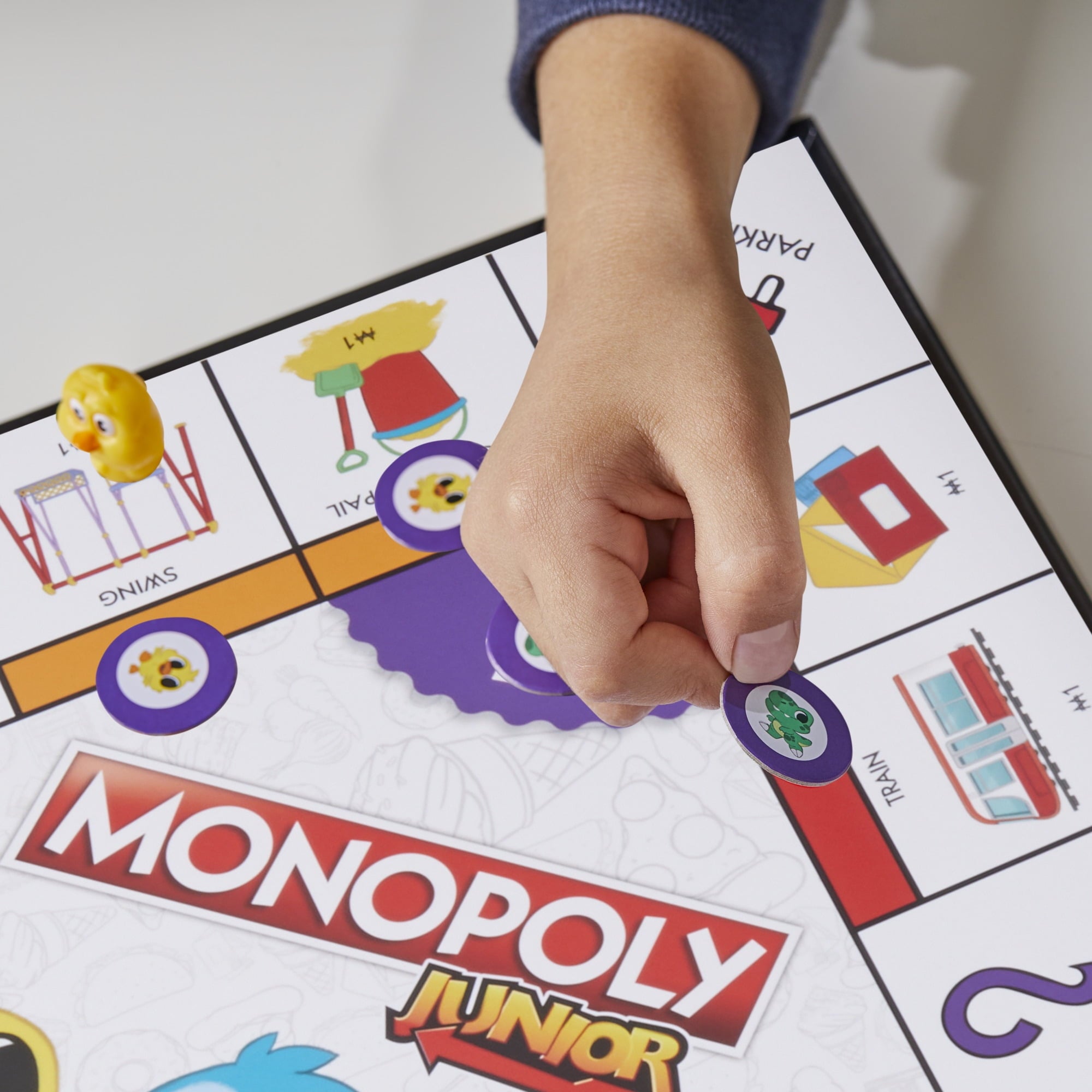 Monopoly Junior Board Game, 2-Sided Gameboard, 2 Games in 1 for Kids,