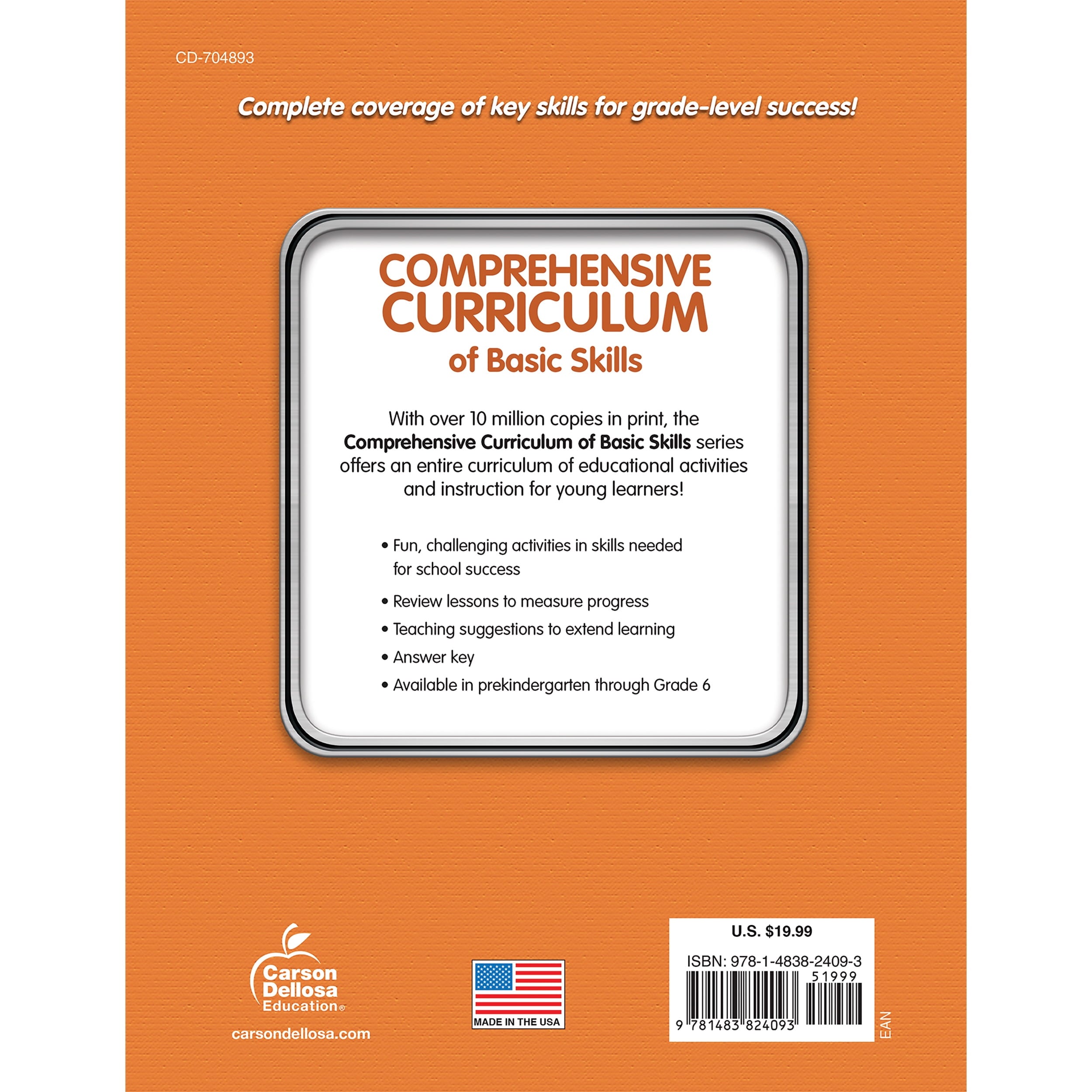 Carson Dellosa Comprehensive Curriculum of Basic Skills Workbook (544)