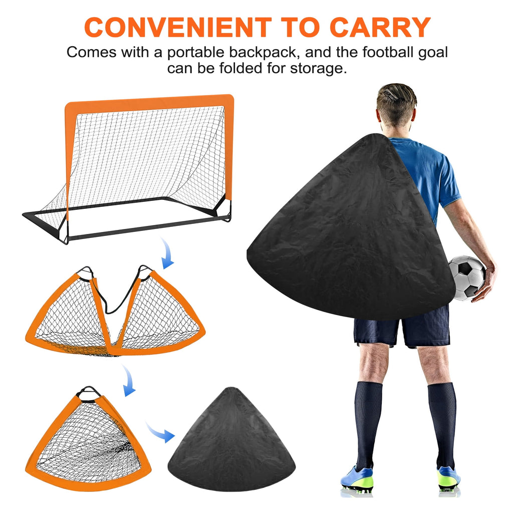 4 x 3FT Kid Soccer Goals for Backyard, Portable Pop Up Soccer Goal Tra