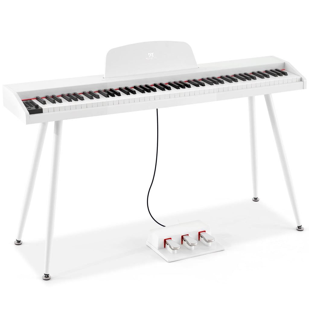 White 88Keys Semi Weighted Electric Digital Piano w/3-Pedal,USB/MIDI,S