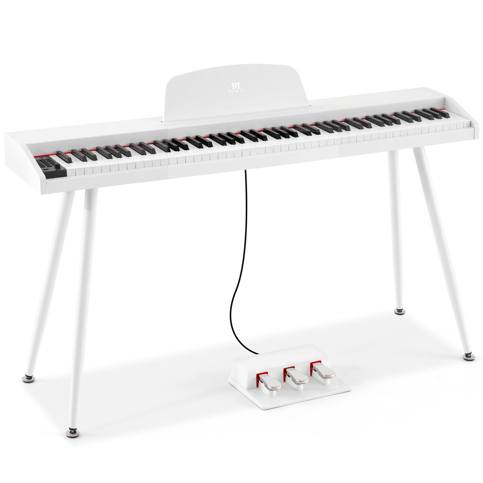 White 88Keys Semi Weighted Electric Digital Piano w/3-Pedal,USB/MIDI,S