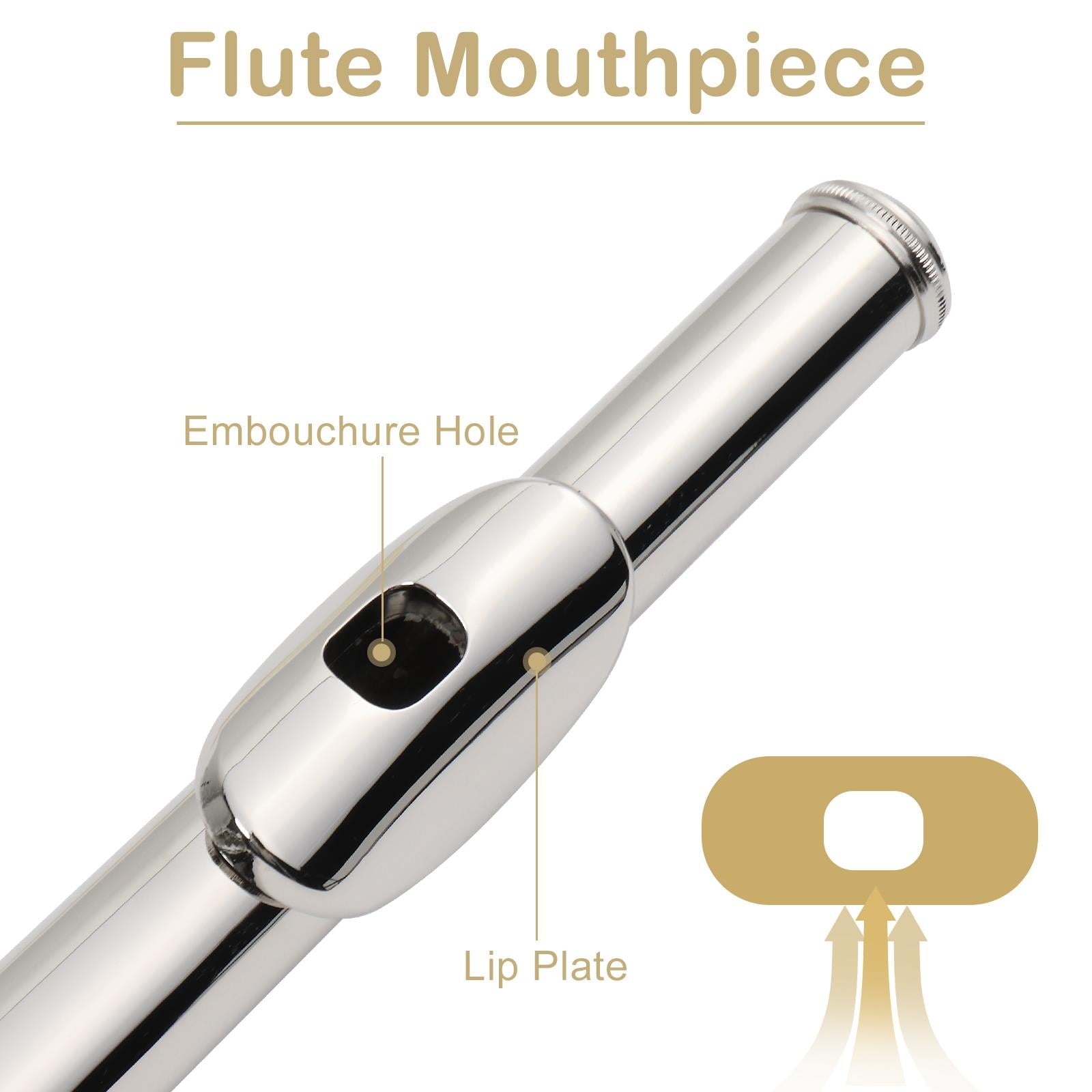 UBesGoo Concert Silver Nickel Plated C Closed Hole Concert Band Flute