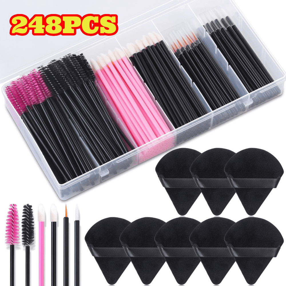 248pcs Disposable Makeup Applicators with Triangle Puffs, Mascara Wand
