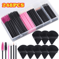 248pcs Disposable Makeup Applicators with Triangle Puffs, Mascara Wand