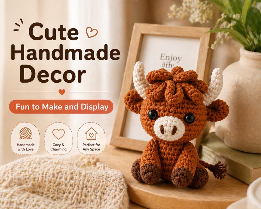 2 Pack Highland Cow Crochet Kit for Beginners, Cow Amigurumi Starter S