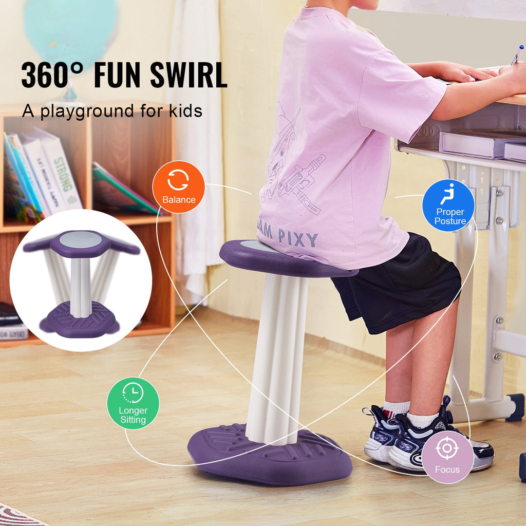 Kids Active Wobble Chair with Sponge Cushion, Age 7-14, Purple | Impro