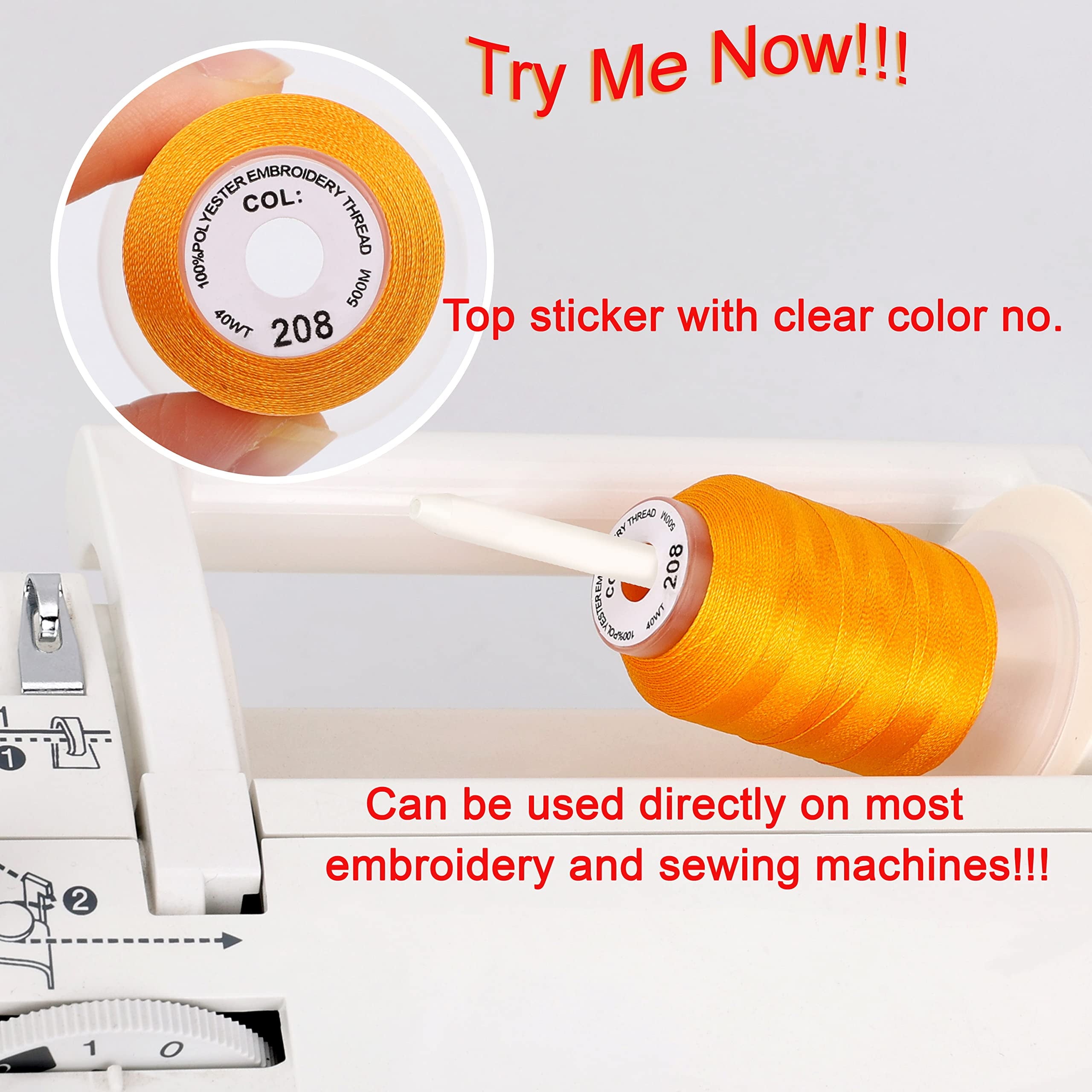 40 Spools Polyester Machine Embroidery Thread Kit 500M Colors Compatib