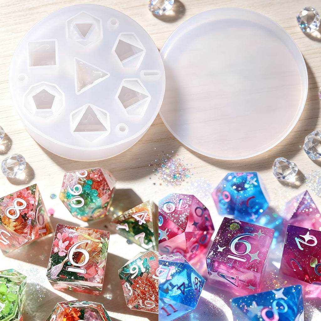 BESTSKY Dice Resin Molds Silicone,Dice Epoxy Resin Molds with 7 Standa
