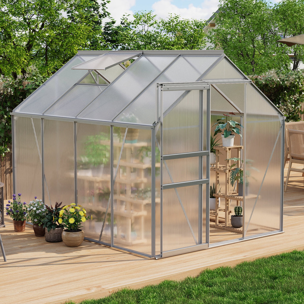 Spacious Polycarbonate Walk-In Greenhouse 6x8 FT – Heavy Duty Alumin