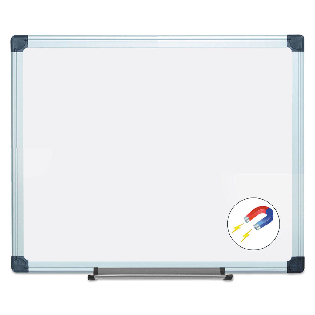 MasterVision Value Lacquered Steel Magnetic Dry Erase Board, 24 x 36, White, Aluminum Frame