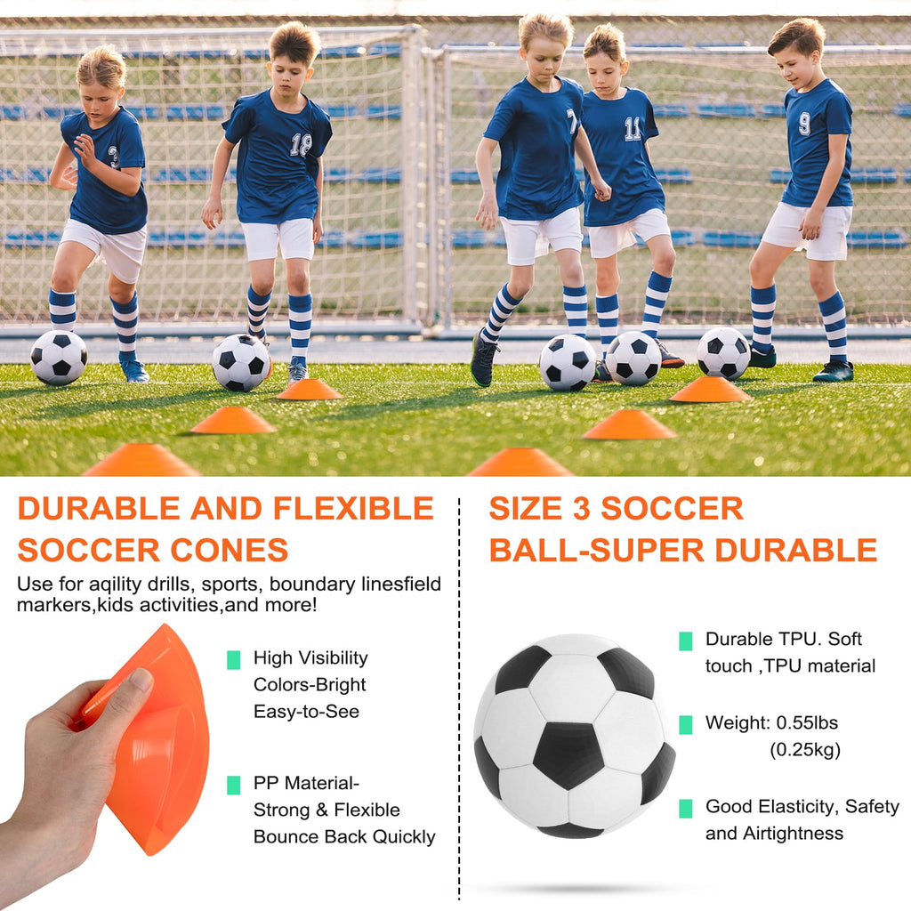 4 x 3FT Kid Soccer Goals for Backyard, Portable Pop Up Soccer Goal Tra
