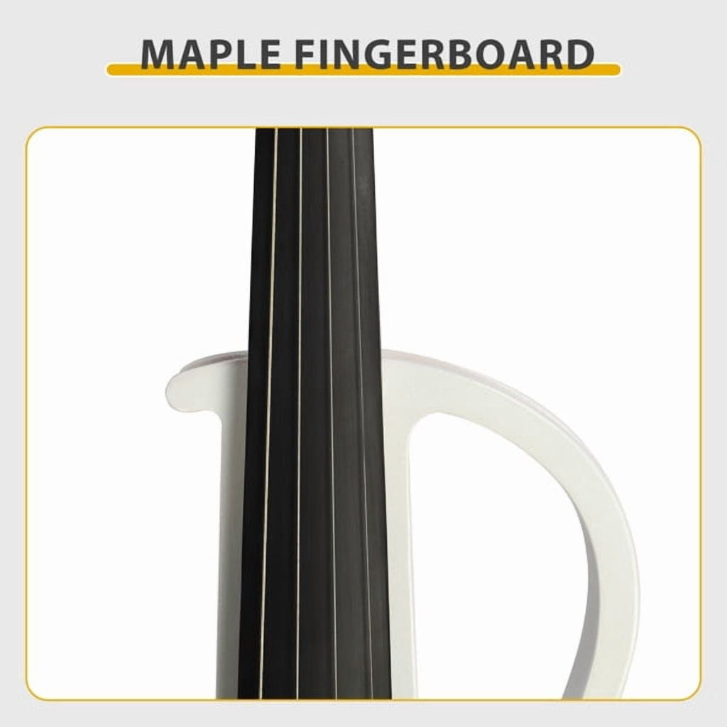 Full Size 4/4 Bunnel Edge Electric Silent Violin Set - White Finish wi