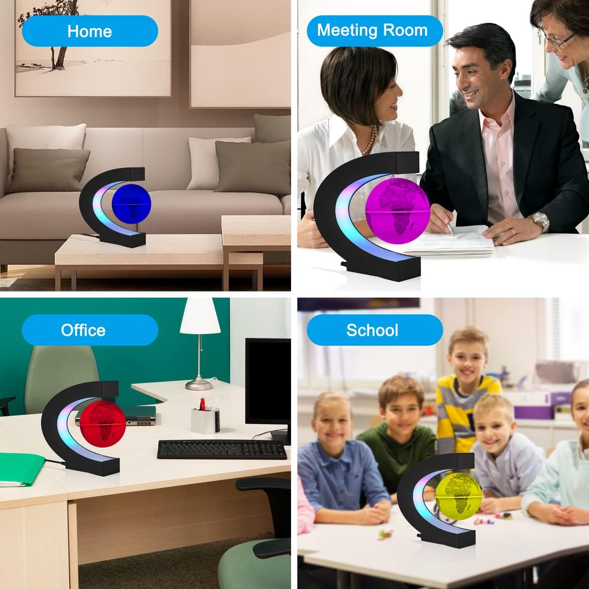 VGAzer Magnetic Levitating Globe C Shape,Floating Rotating Geographic