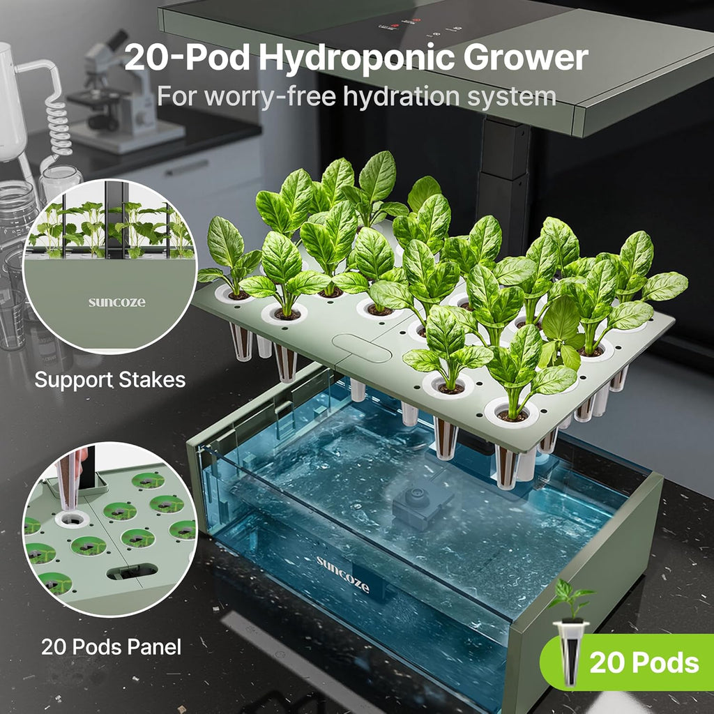SUNCOZE Hydroponics Growing System Kit, 20 Pods Indoor Herb Garden wit