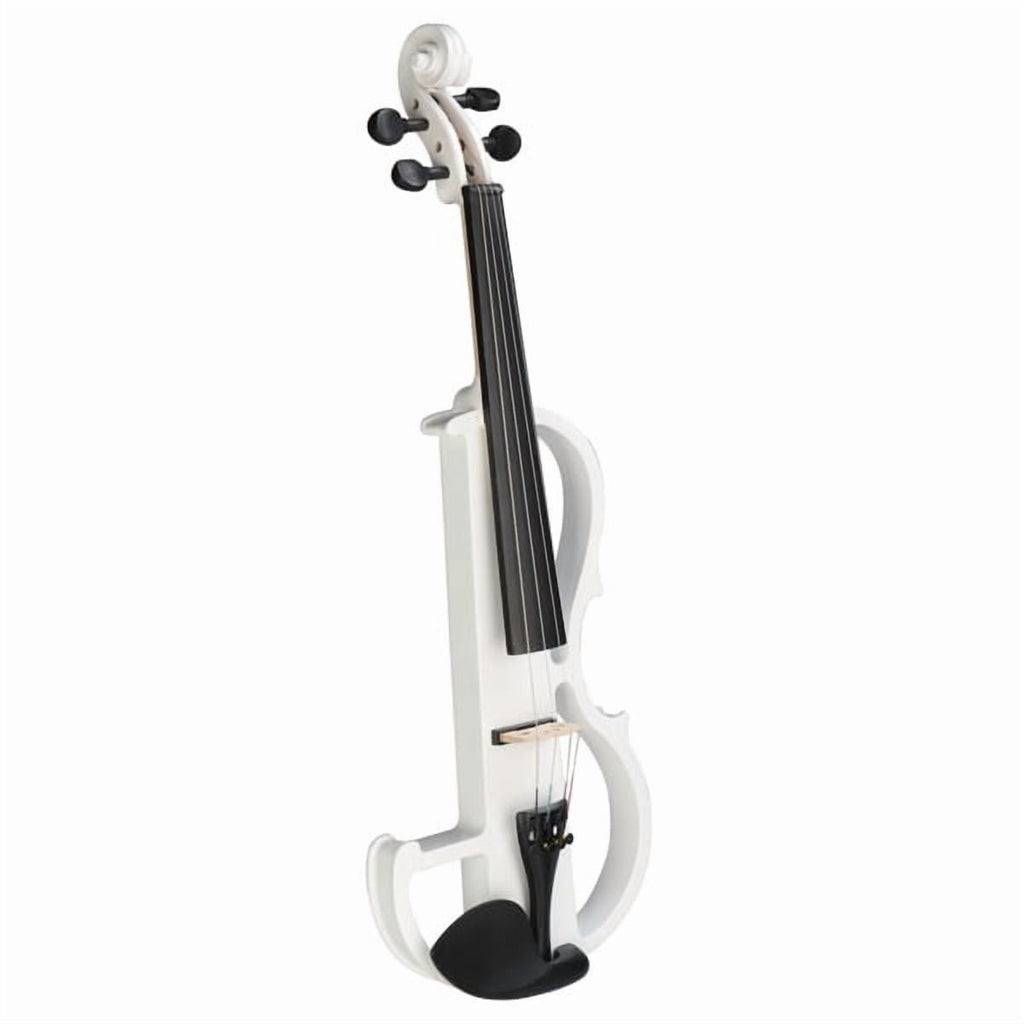 Full Size 4/4 Bunnel Edge Electric Silent Violin Set - White Finish wi