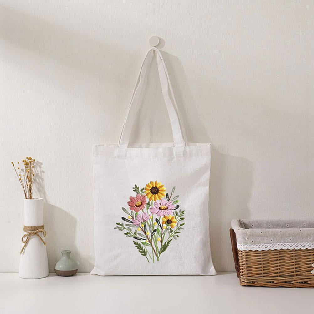 Embroidery Starter Kit for Beginners, DIY Canvas Tote Bag Embroidery K
