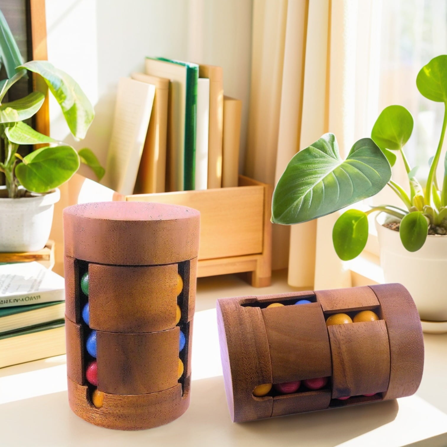 Spin To Win Cylinder Rotational IQ Cube Puzzle Wooden Spinning Sequent