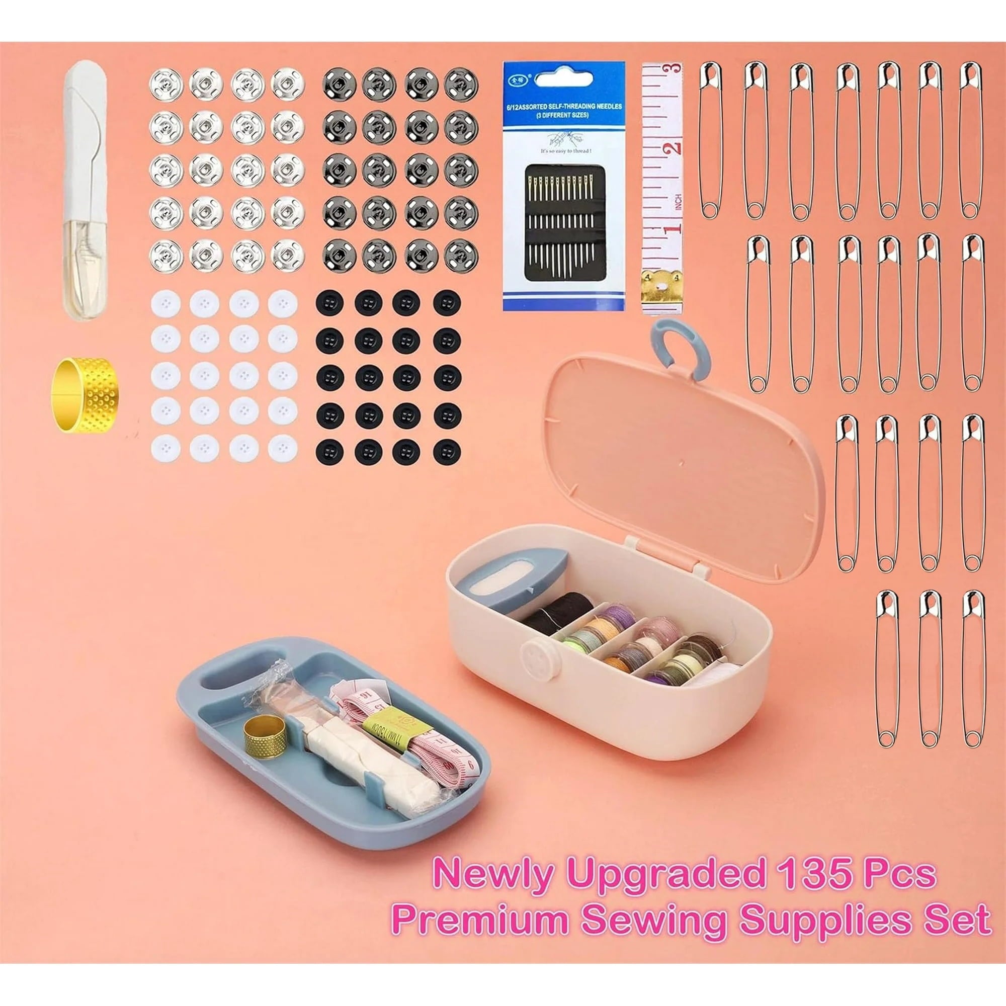 Emlimny Green Sewing Project Kit, 135 Pcs Family Sewing Supplies Repai
