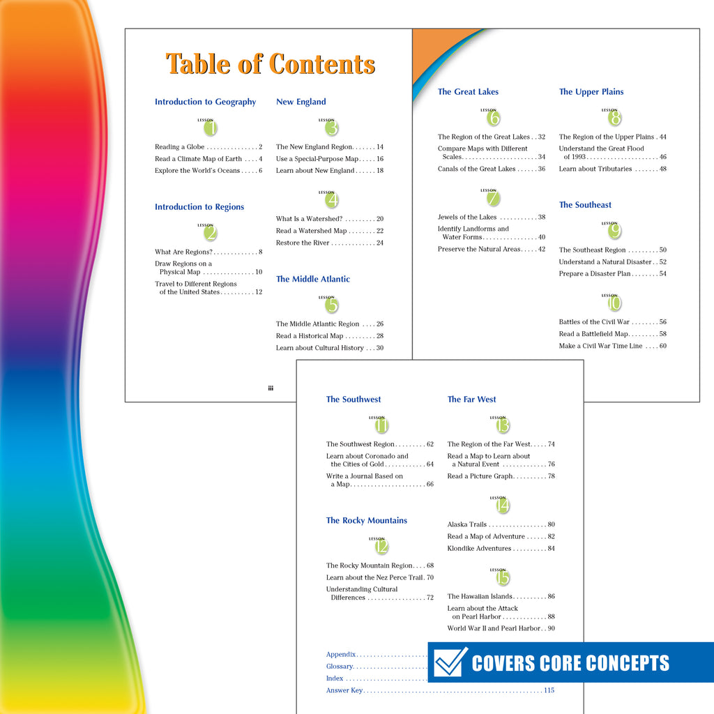 Spectrum Spectrum Geography, Grade 4: Regions of the U.S.A. Volume 94,