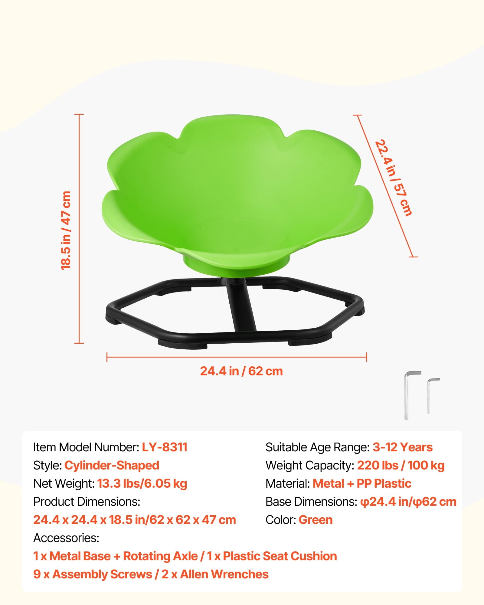 Kids Swivel Chair - green, 220lbs Capacity