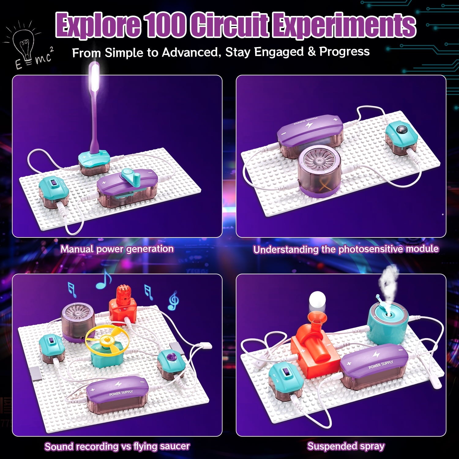 UUSUOO Circuit Board for Kids 8-12,45PCS DIY Electronics Exploration K