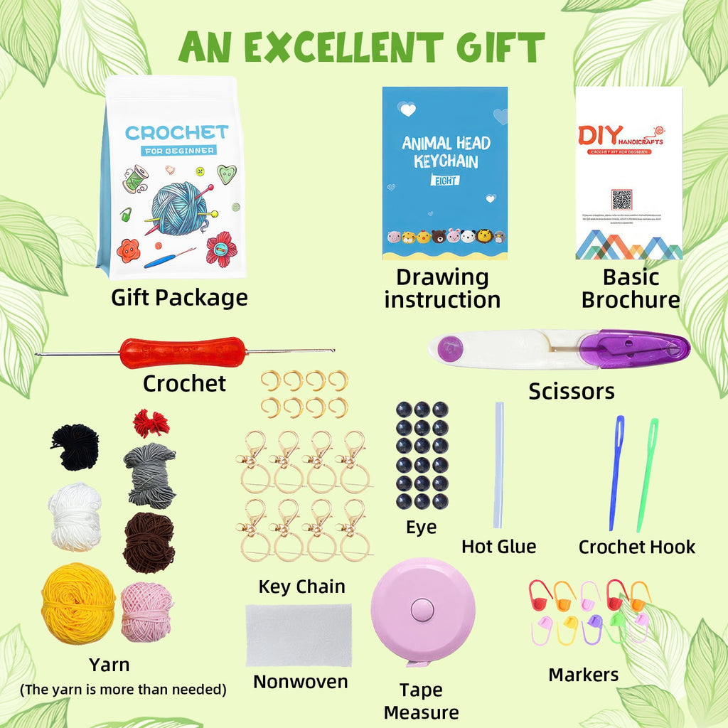 CHENGDAO Crochet Kit for Beginners – 8pcs Cute Animal Collection