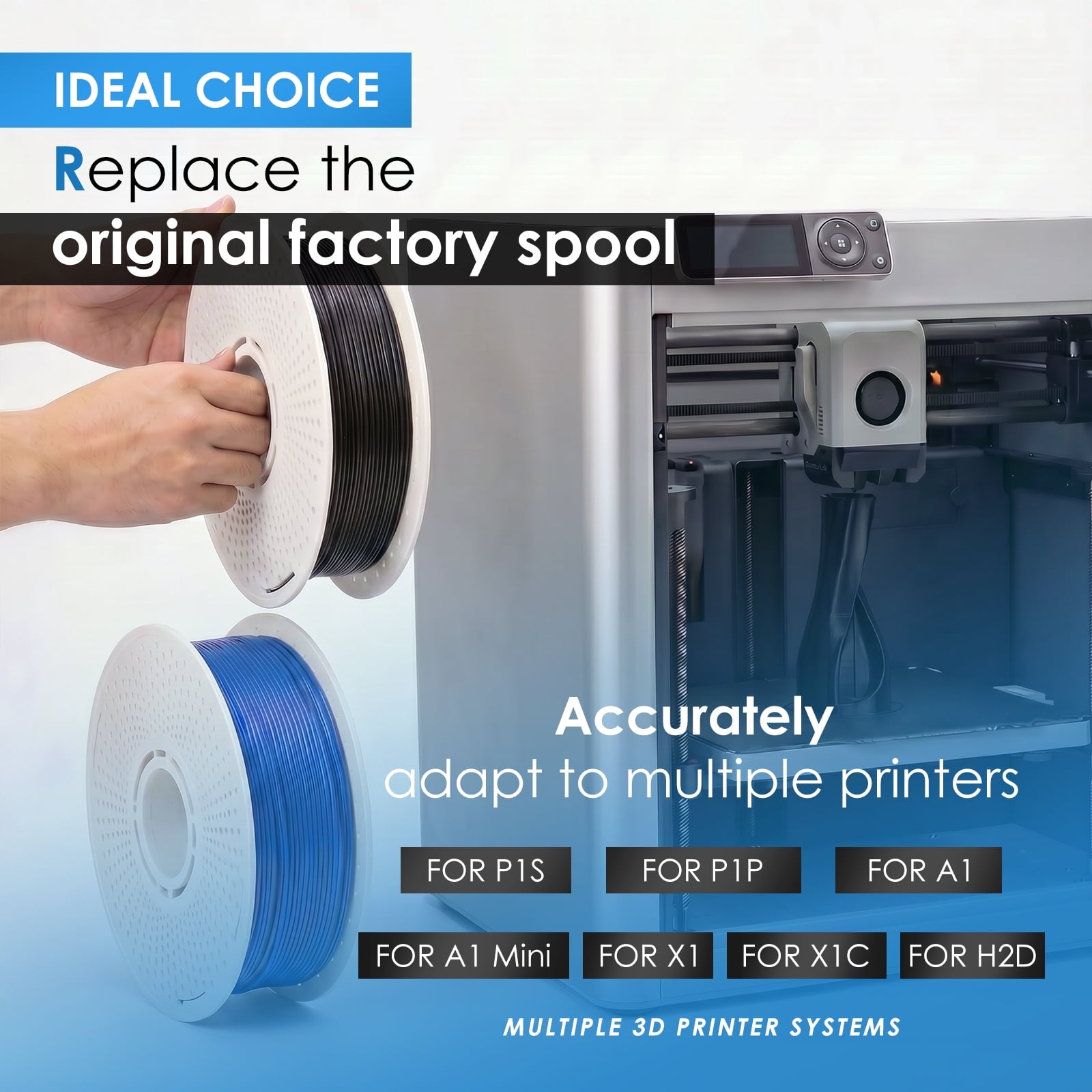 Reusable 3D Printer Filament Spool for Bambu Lab P1S P1P A1 X1C - 2Pcs