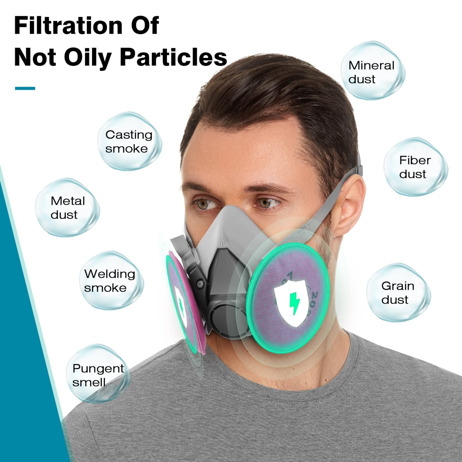 WAKYFLX Respirator Mask with, Reusable Gas Mask for Spray Paint Chemic