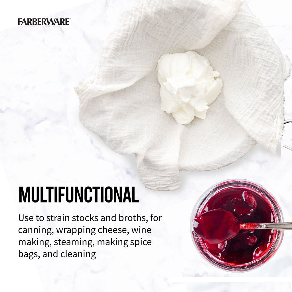 (3 pack) Farberware Cotton Canning Cheese Cloth 2 Square Yards White