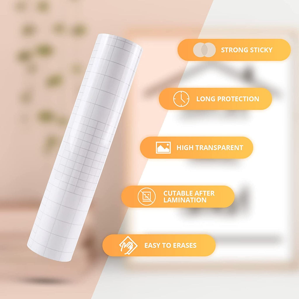 Clear Self-Adhesive Laminating Vinyl Roll-12"x30FT Non Thermal Laminat