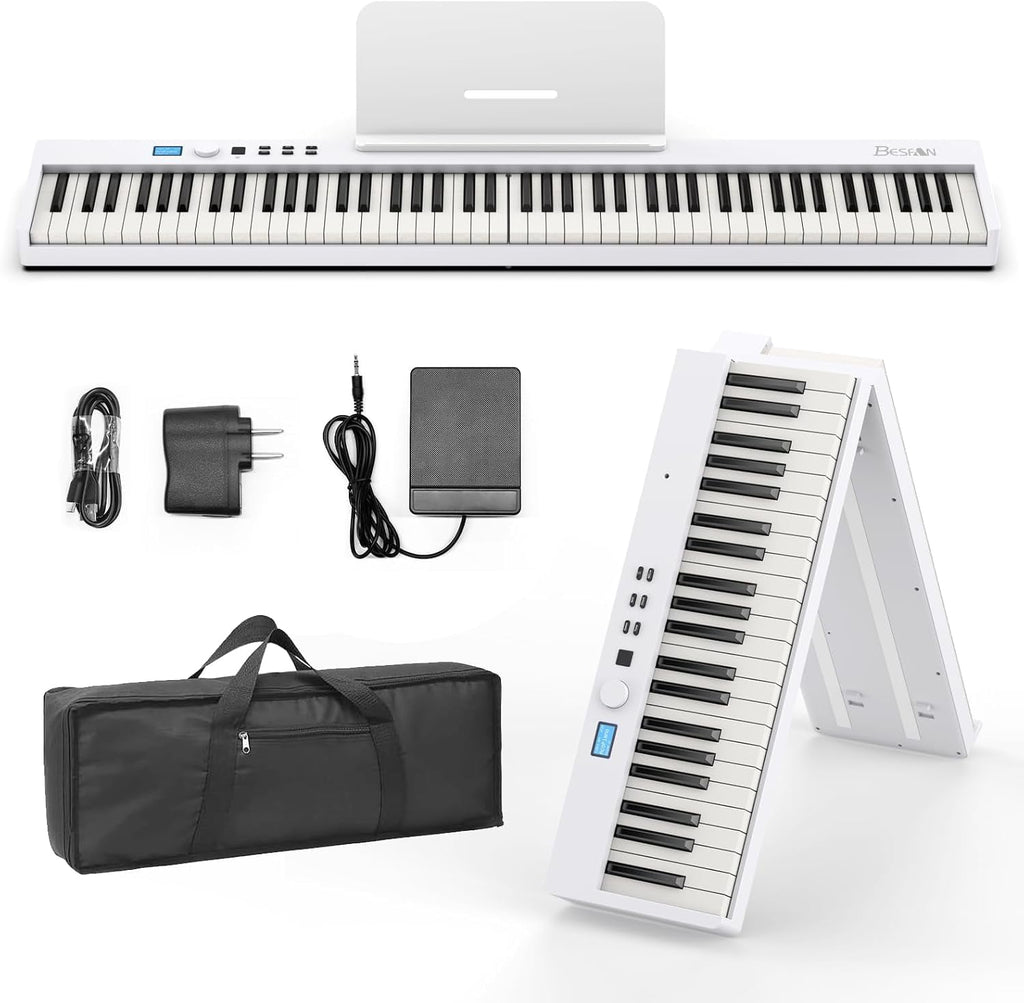 88-Key Foldable Digital Piano Keyboard with Portable Carrying Bag –