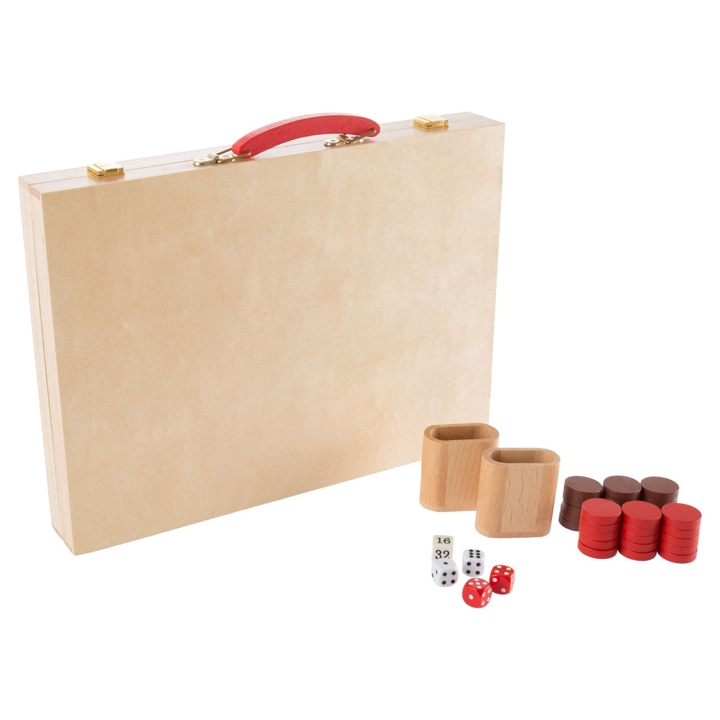 Wood Backgammon Board Game Set With Folding Board For Storage, Portabl