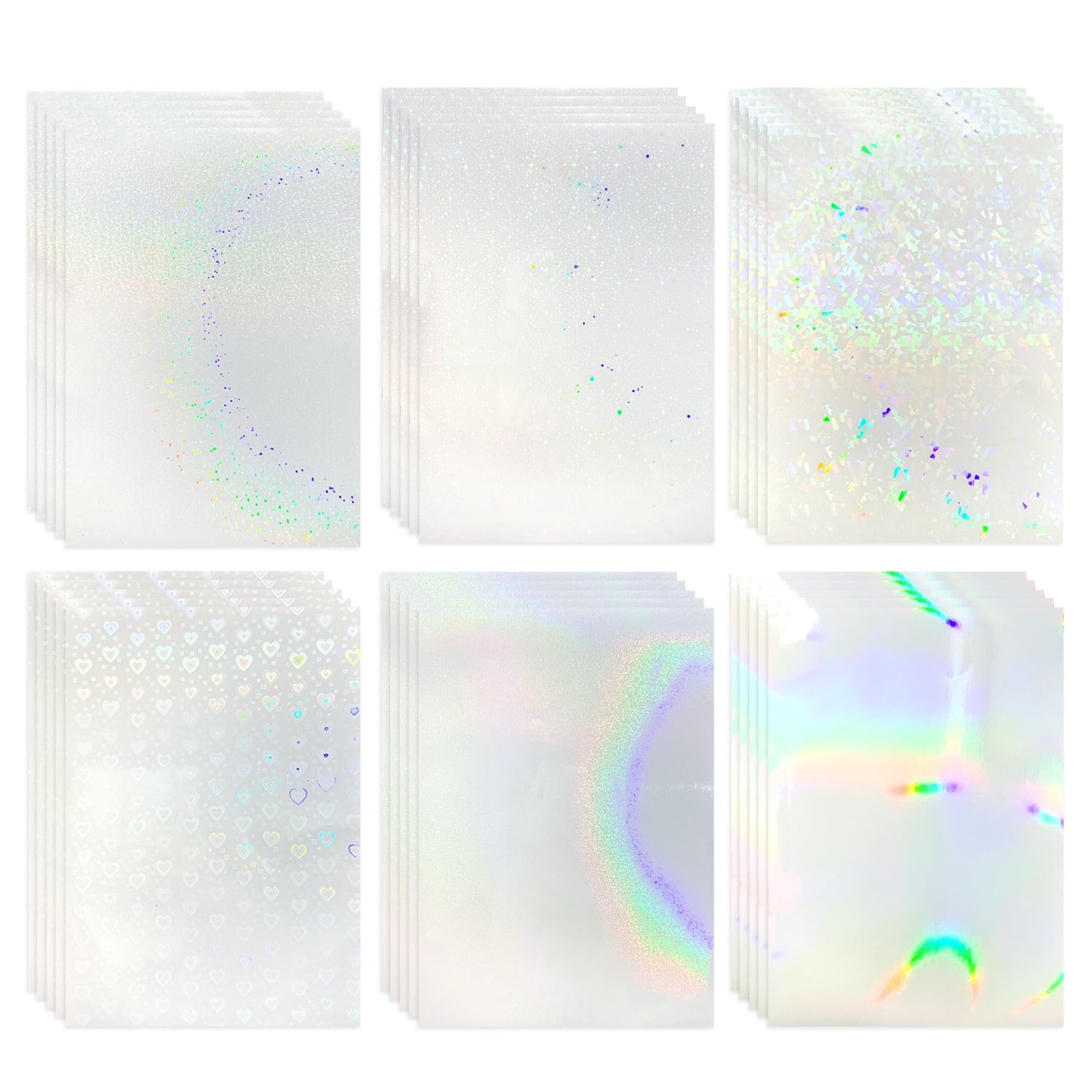 30 Sheets A4 Holographic Sticker Paper, Waterproof Clear Vinyl Laminat